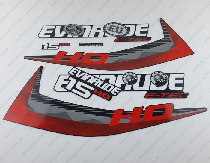 Evinrude 15HP E-tec H.O. 2011-2014 Graphite Cowl Outboard Decal Kit